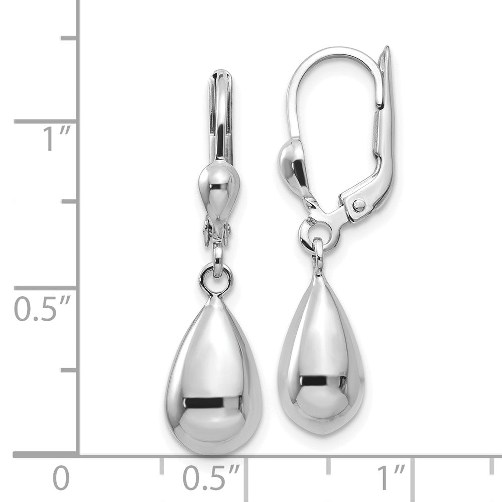 10K White Gold Polished Dangle Leverback Earrings