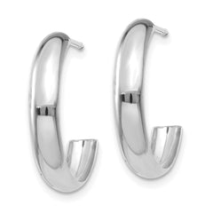 10K White Gold Polished 3.5mm J-Hoop Earrings