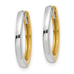10K Two-Tone Gold Round Hinged Hoop Earrings