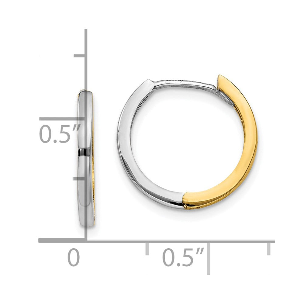 10K Two-Tone Gold Round Hinged Hoop Earrings