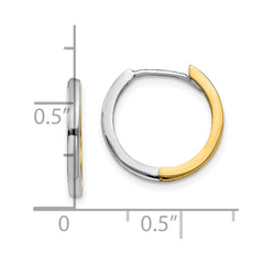 10K Two-Tone Gold Round Hinged Hoop Earrings