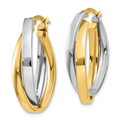 10K Two-tone Oval Hoop Earrings