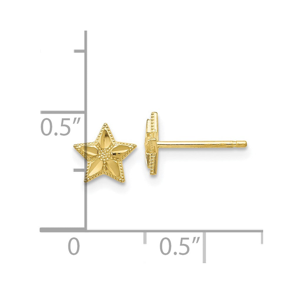 10K Yellow Gold Polished & Diamond-cut Star Post Earrings