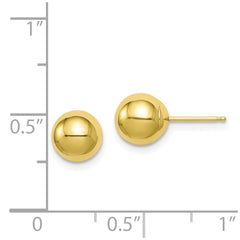 10K Yellow Gold Polished 7mm Ball Post Earrings