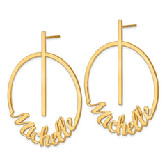 10K Yellow Gold Large Circle Name Post Earrings