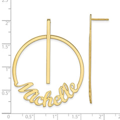 10K Yellow Gold Large Circle Name Post Earrings