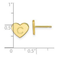 10K Yellow Gold Initial Heart Post Earrings