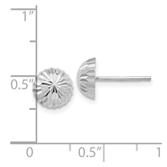 10K White Gold Polished & Diamond-cut Half Ball Post Earrings