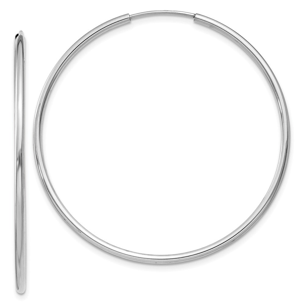 10K White Gold 1.5mm Polished Endless Hoop Earrings