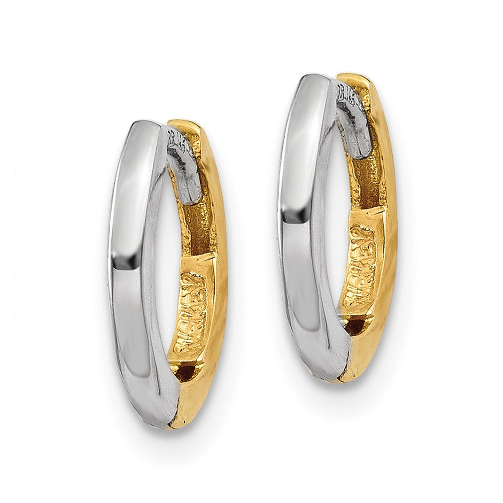 10K Two-Tone Gold Mini 1.35mm Round Hinged Hoop Earrings