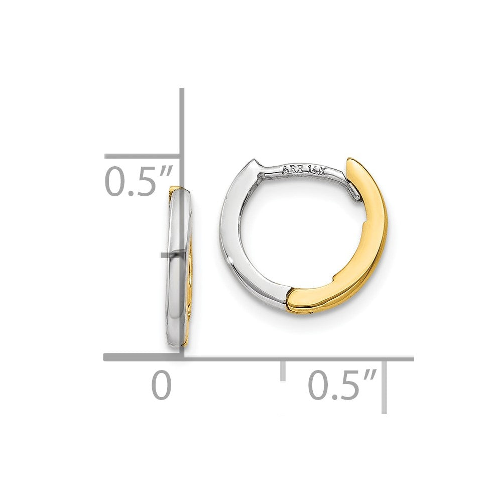 10K Two-Tone Gold Mini 1.35mm Round Hinged Hoop Earrings
