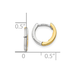 10K Two-Tone Gold Mini 1.35mm Round Hinged Hoop Earrings