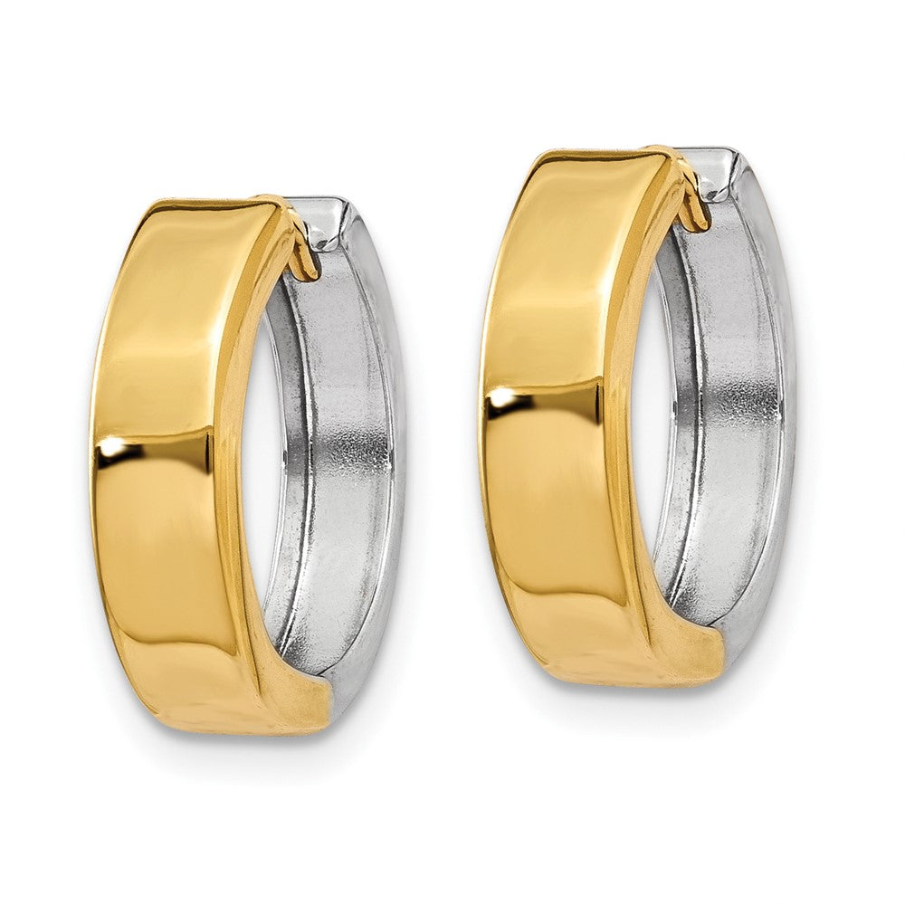 10K Two-Tone Gold Hinged Hoop Earrings