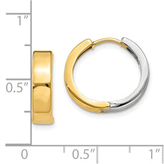 10K Two-Tone Gold Hinged Hoop Earrings