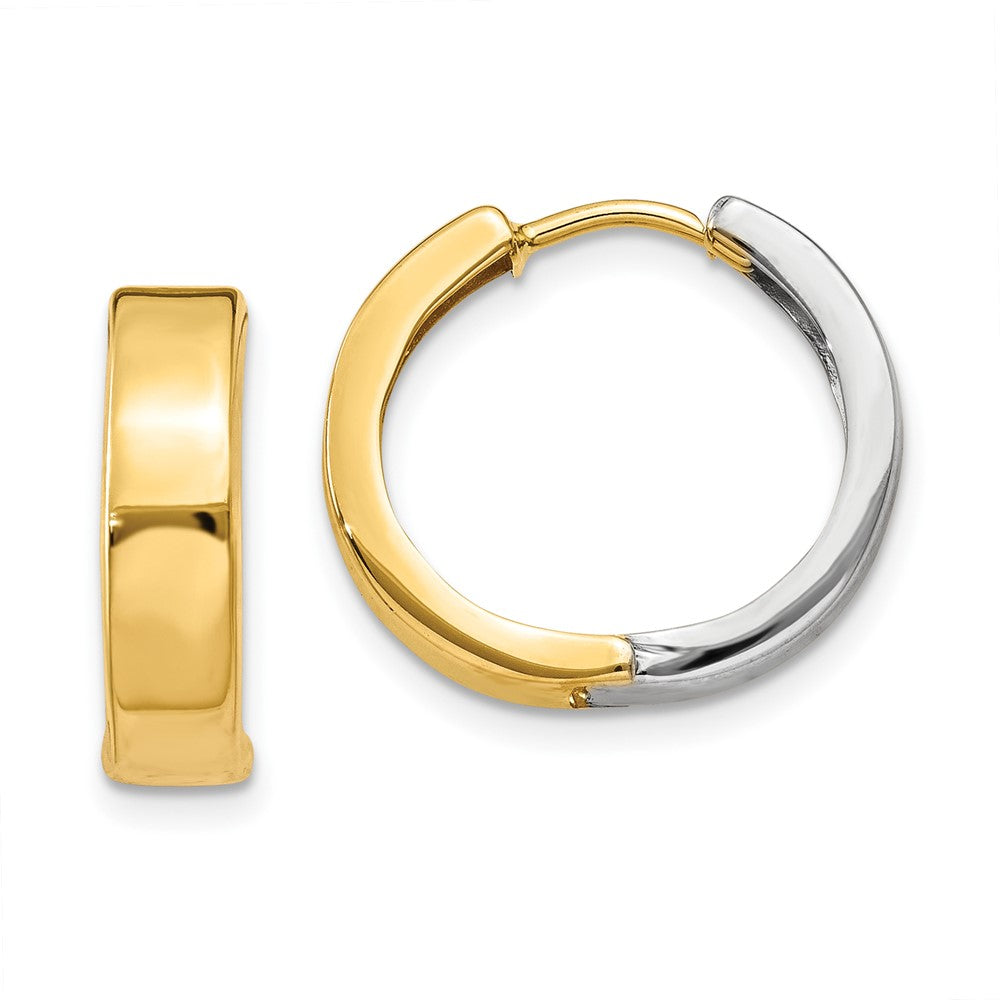 10K Two-Tone Gold Hinged Hoop Earrings