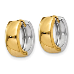 10K Two-Tone Gold Hinged Hoop Earrings