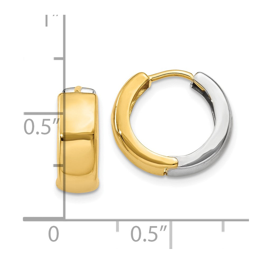 10K Two-Tone Gold Hinged Hoop Earrings
