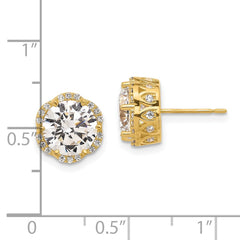 10K Yellow Gold Tiara Collection Polished CZ Post Earrings
