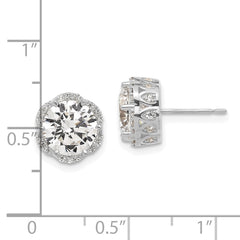 10K White Gold Tiara Collection Polished CZ Post Earrings