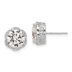 10K White Gold Tiara Collection Polished CZ Post Earrings