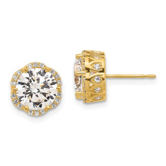 10K Yellow Gold Tiara Collection Polished CZ Post Earrings