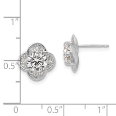 10K White Gold Tiara Collection Polished CZ Post Earrings