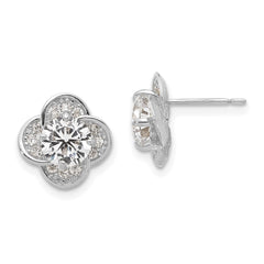 10K White Gold Tiara Collection Polished CZ Post Earrings