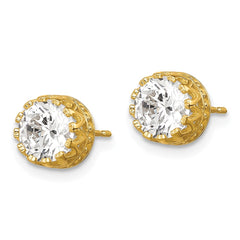 10K Yellow Gold Tiara Collection 7mm Polished CZ Earrings