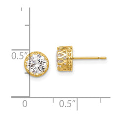10K Yellow Gold Tiara Collection 7mm Polished CZ Earrings