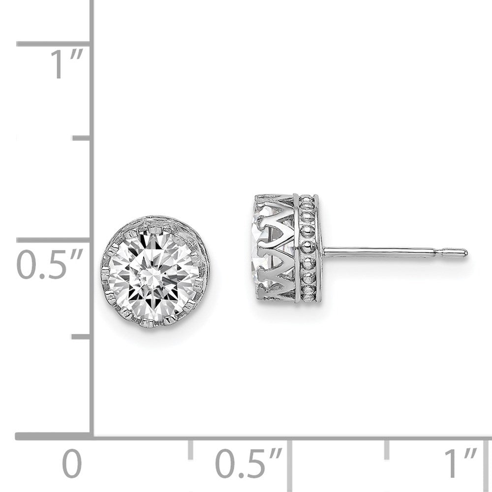 10K White Gold Tiara Collection 7mm Polished CZ Earrings