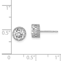 10K White Gold Tiara Collection 7mm Polished CZ Earrings