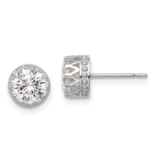 10K White Gold Tiara Collection 7mm Polished CZ Earrings