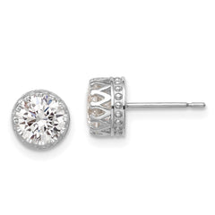 10K White Gold Tiara Collection 7mm Polished CZ Earrings