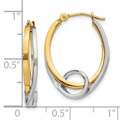 10K Two-Tone Gold Oval Loop Hoop Earrings