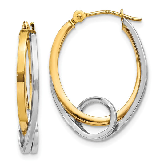 10K Two-Tone Gold Oval Loop Hoop Earrings