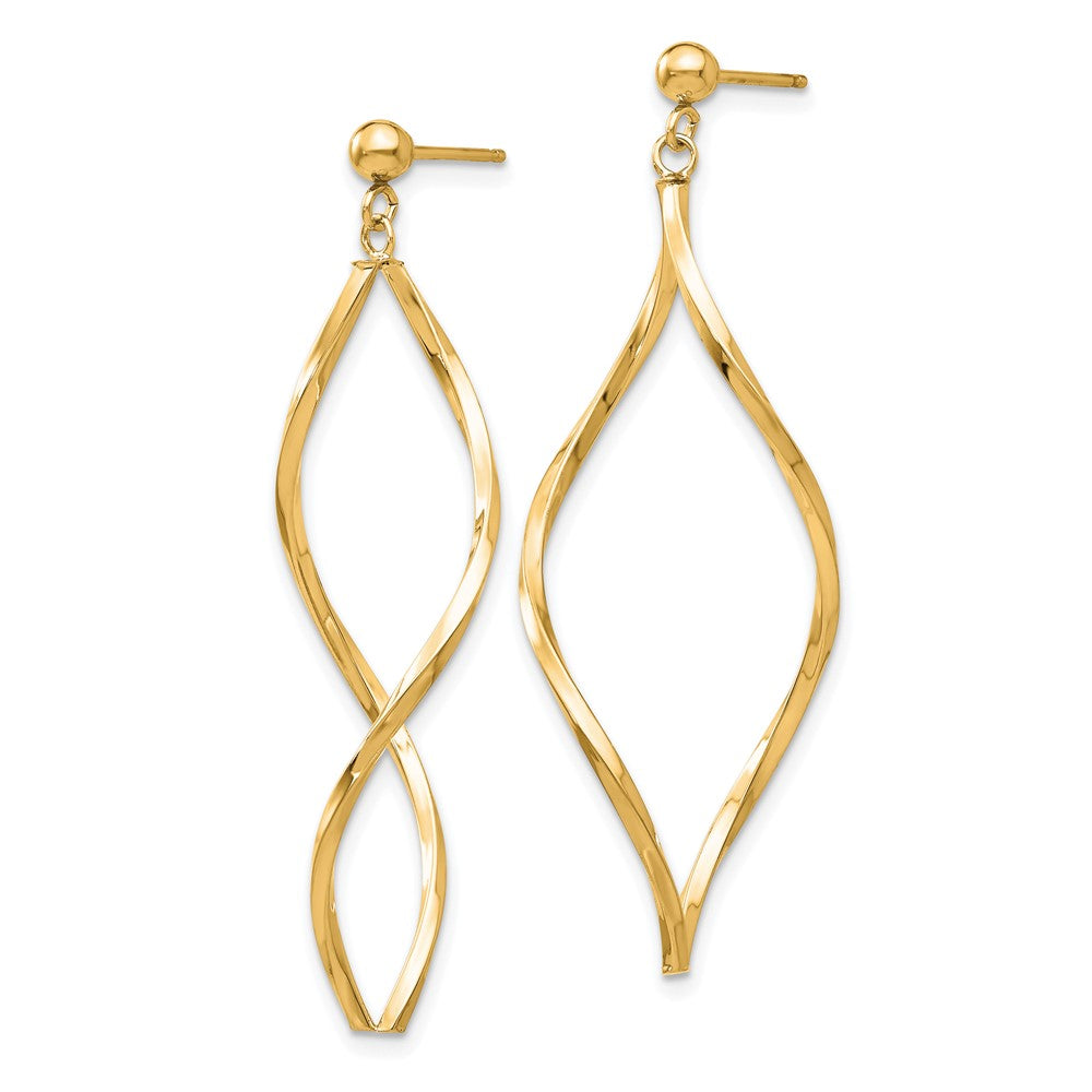 10K Yellow Gold Twisted Post Dangle Earrings
