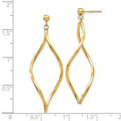 10K Yellow Gold Twisted Post Dangle Earrings