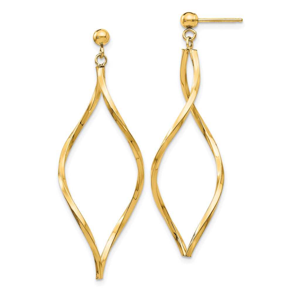 10K Yellow Gold Twisted Post Dangle Earrings