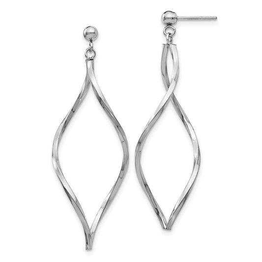 10K White Gold Twisted Post Dangle Earrings