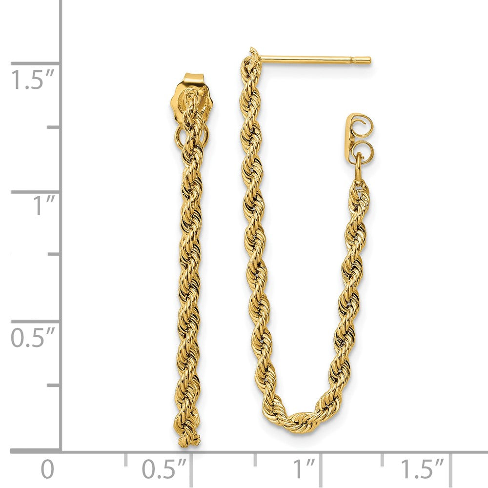 10K Yellow Gold Polished Rope Dangle Earrings