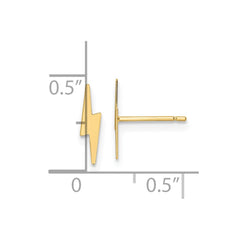 10K Yellow Gold Polished Lightening Bolt Post Earrings