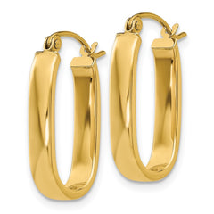 10K Yellow Gold Polished 3.5mm Oval Hoop Earrings
