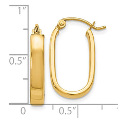 10K Yellow Gold Polished 3.5mm Oval Hoop Earrings