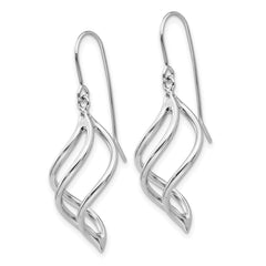 10K White Gold Swirl Dangle Earrings