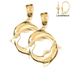 14K or 18K Gold Dolphin Earrings