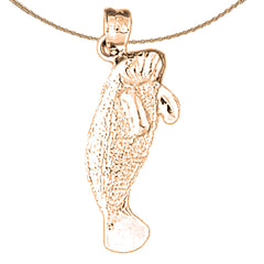 14K or 18K Gold Manatee Pendant