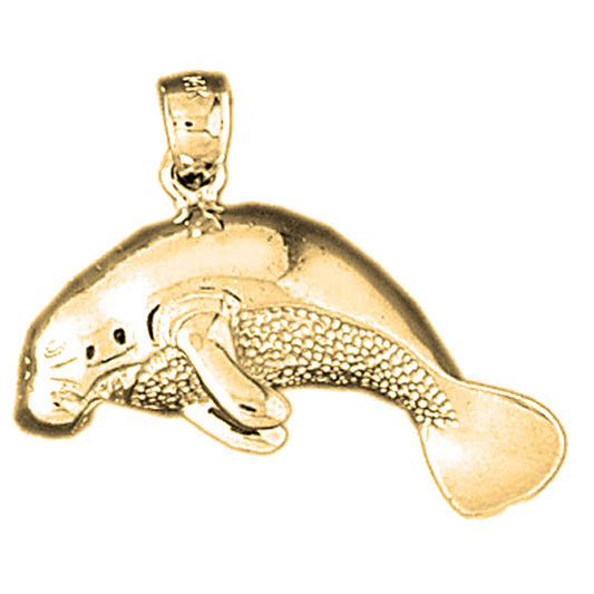 14K or 18K Gold Manatee Pendant