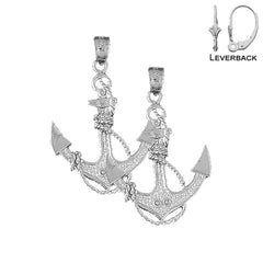 14K or 18K Gold Anchor With Rope Earrings