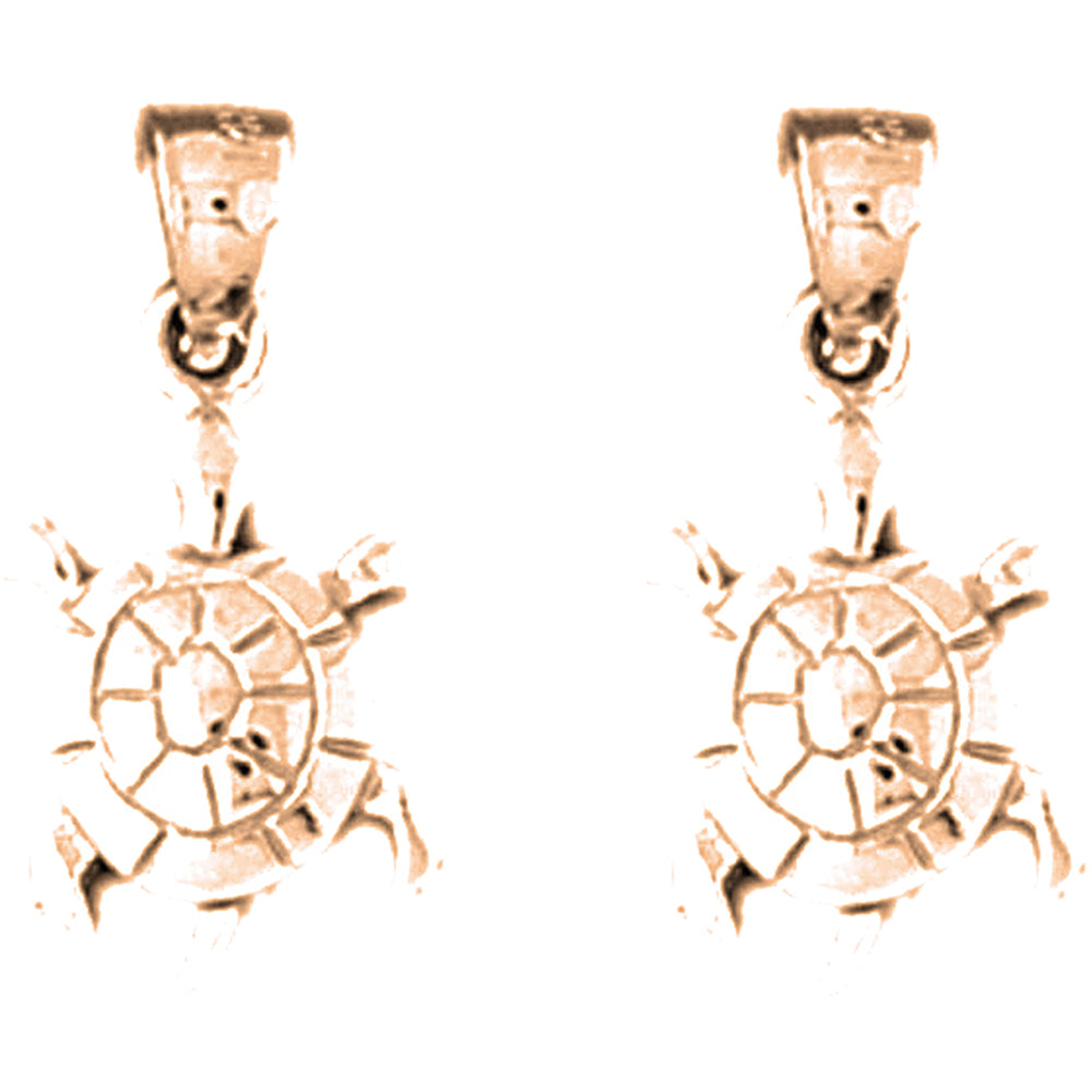 14K or 18K Gold 20mm Turtle Earrings