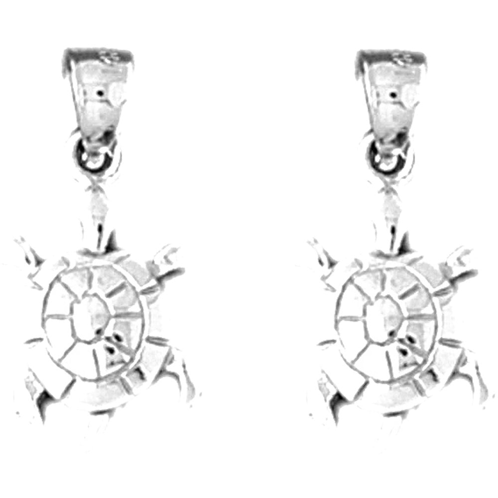 Sterling Silver 20mm Turtle Earrings